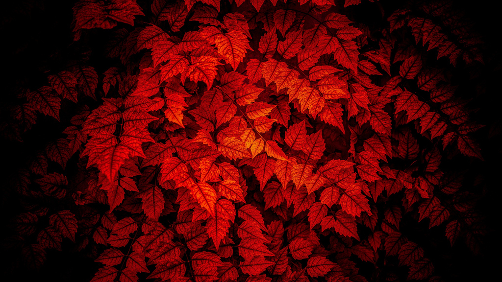 Hãy thưởng thức những bức ảnh về lá đỏ trên nền đen u tối, tạo ra một sắc thái màu sắc tuyệt đẹp và đầy tính tương phản. Cảm nhận cảm giác mùa thu tại nhà và tận hưởng sự độc đáo của tạo hình. Những chi tiết của lá, những đường viền và tông màu đỏ rực rỡ làm cho hình ảnh trở nên sống động và tuyệt vời.