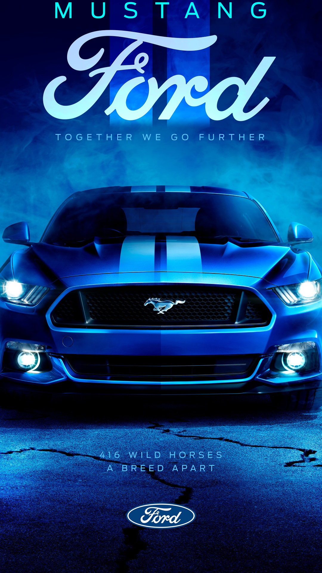 Скачать обои Ford Mustang Blue, Ford, Ford Mustang, Синий в разрешении  1080x1920 на рабочий стол