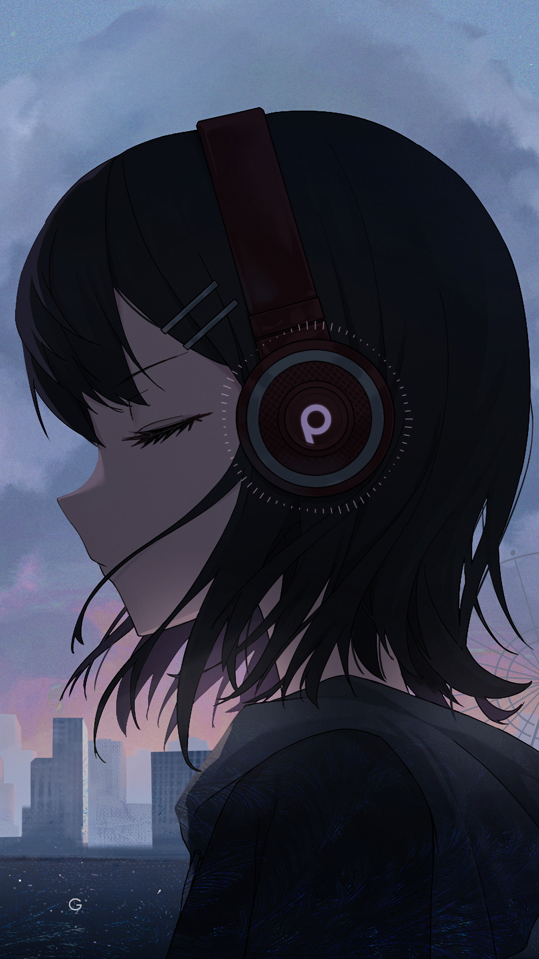 Download Girl listening to music, Anime, Young woman, Music, Headphones  Wallpaper in 1080x1920 Resolution