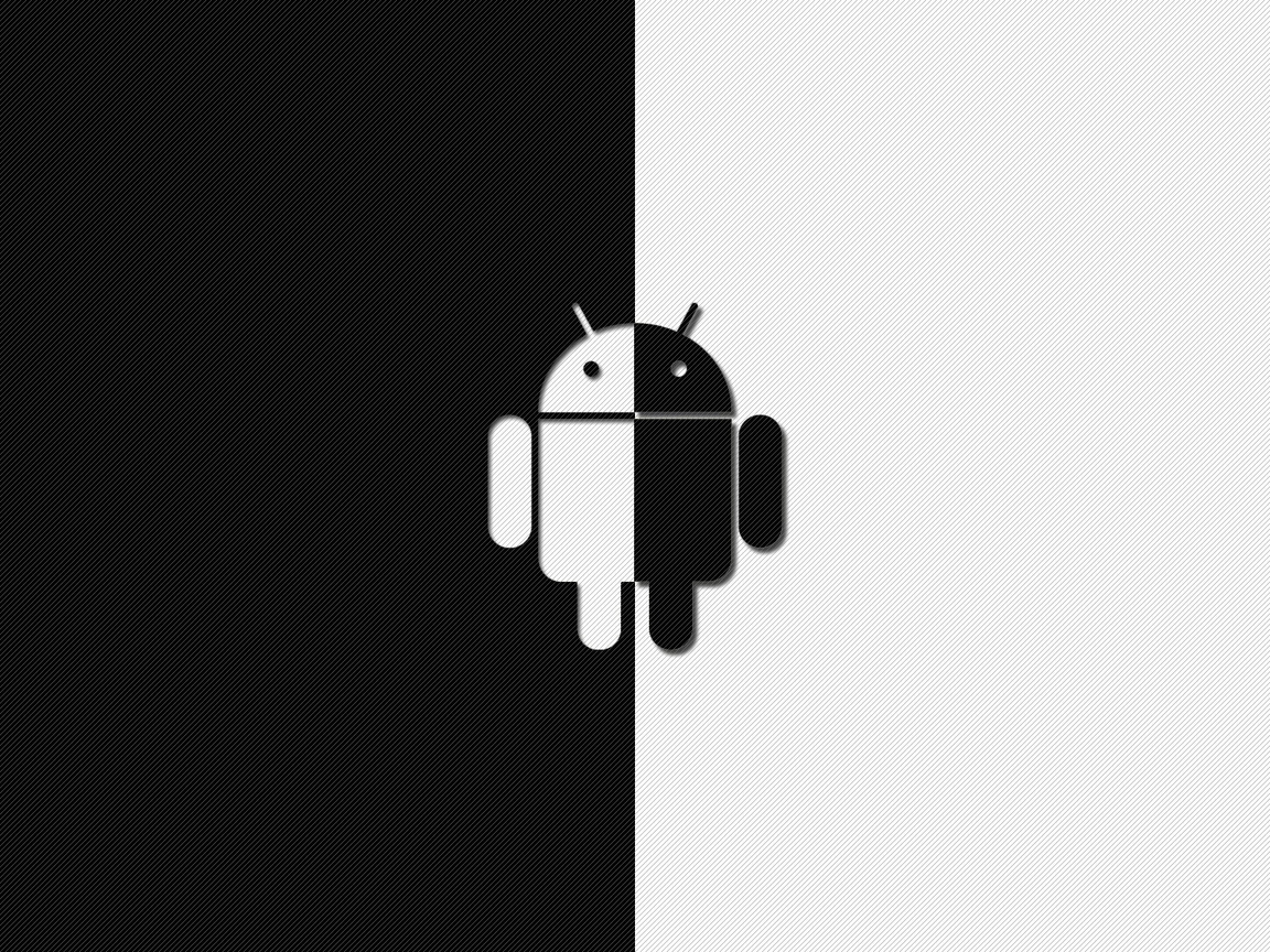 Скачать обои Black And White Android, Черный, Белый, Android в разрешении  1152x864 на рабочий стол