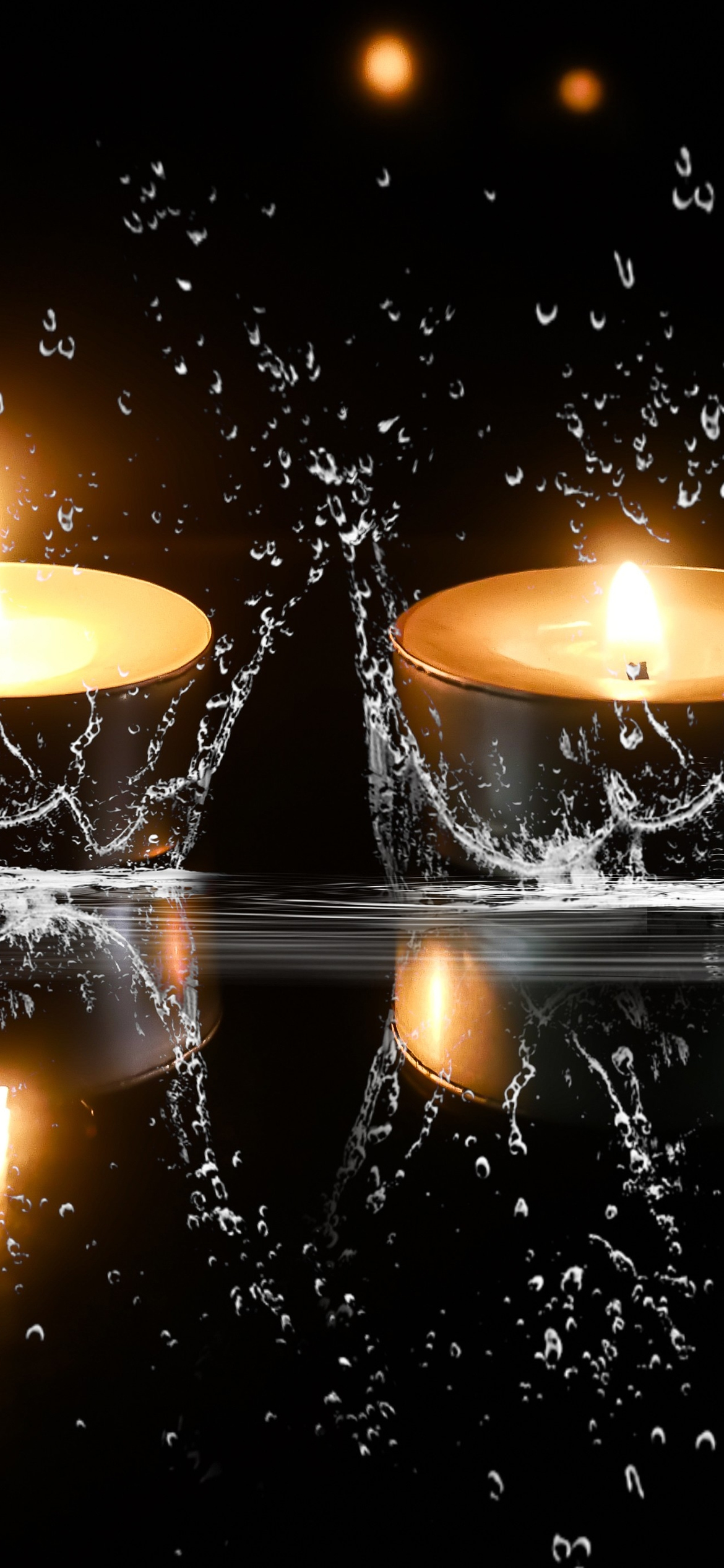 Download Candle, Fire, Water, Photoshop Wallpaper in 1170x2532 Resolution