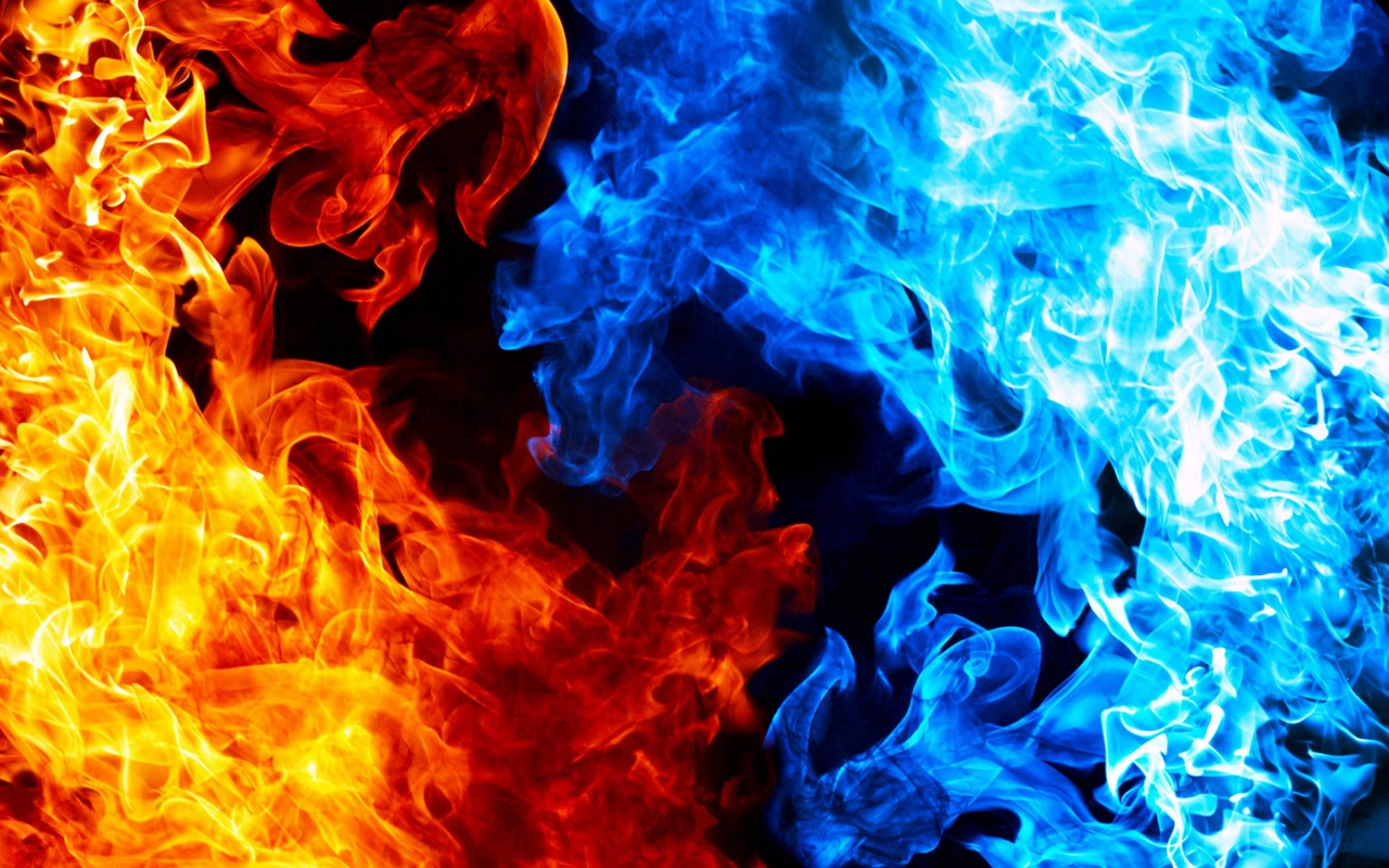 Download Blue and red fire, Blue, Red, Fire Wallpaper in 1280x800 Resolution
