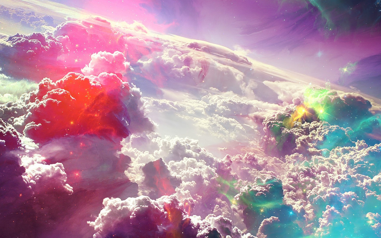 Download Colorful Fantasy Cloud Art, Colorful, Fantasy, Clouds, Art  Wallpaper in 1280x800 Resolution