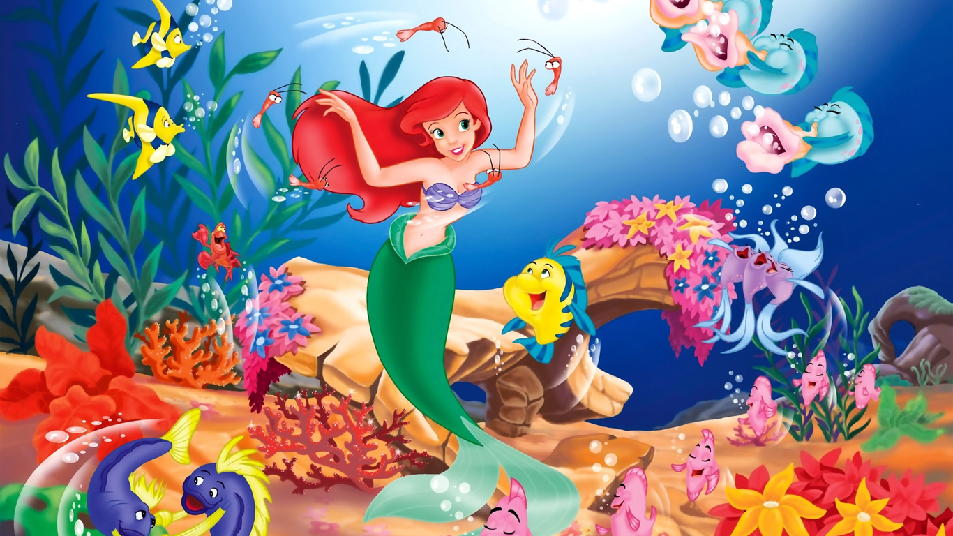 Download Disney The Little Mermaid Disney Little Mermaid Wallpaper In 1366x768 Resolution