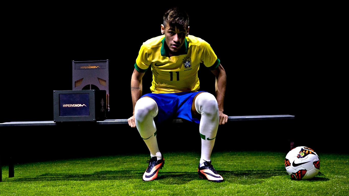 Download wallpaper: Neymar for Brazil national team 1366x768