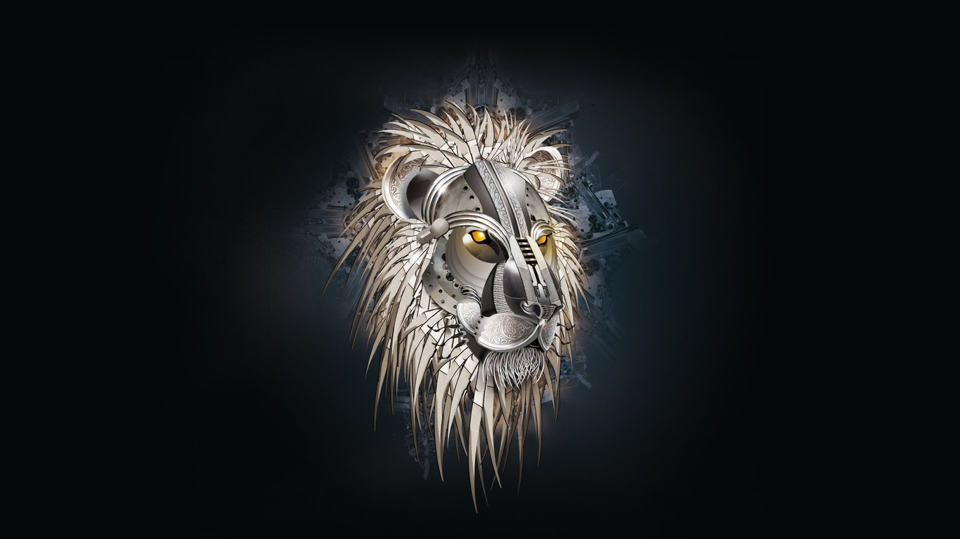 Download Mech Lions, Mech, A lion Wallpaper in 1366x768 Resolution