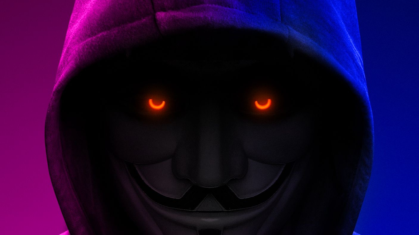 Download Anonymous, Glow Wallpaper in 1366x768 Resolution
