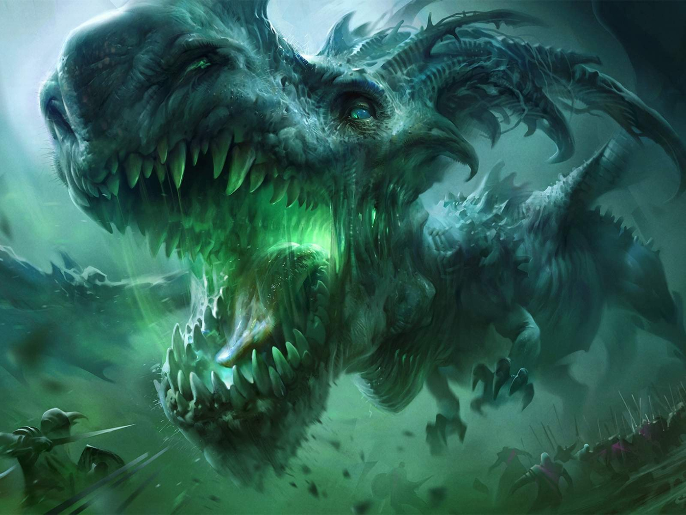Download The Green Dragon Fantasy, Green, Dragon, Fantasy Wallpaper in  1400x1050 Resolution