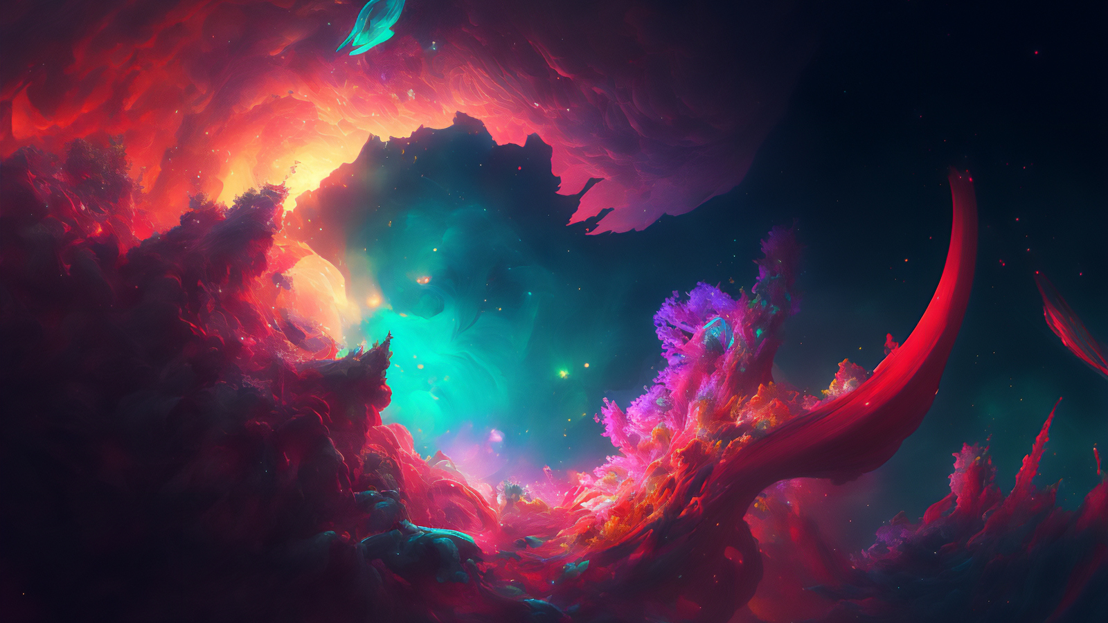 Download Nebula, Stars, Space, AI Art Wallpaper in 1600x900 Resolution