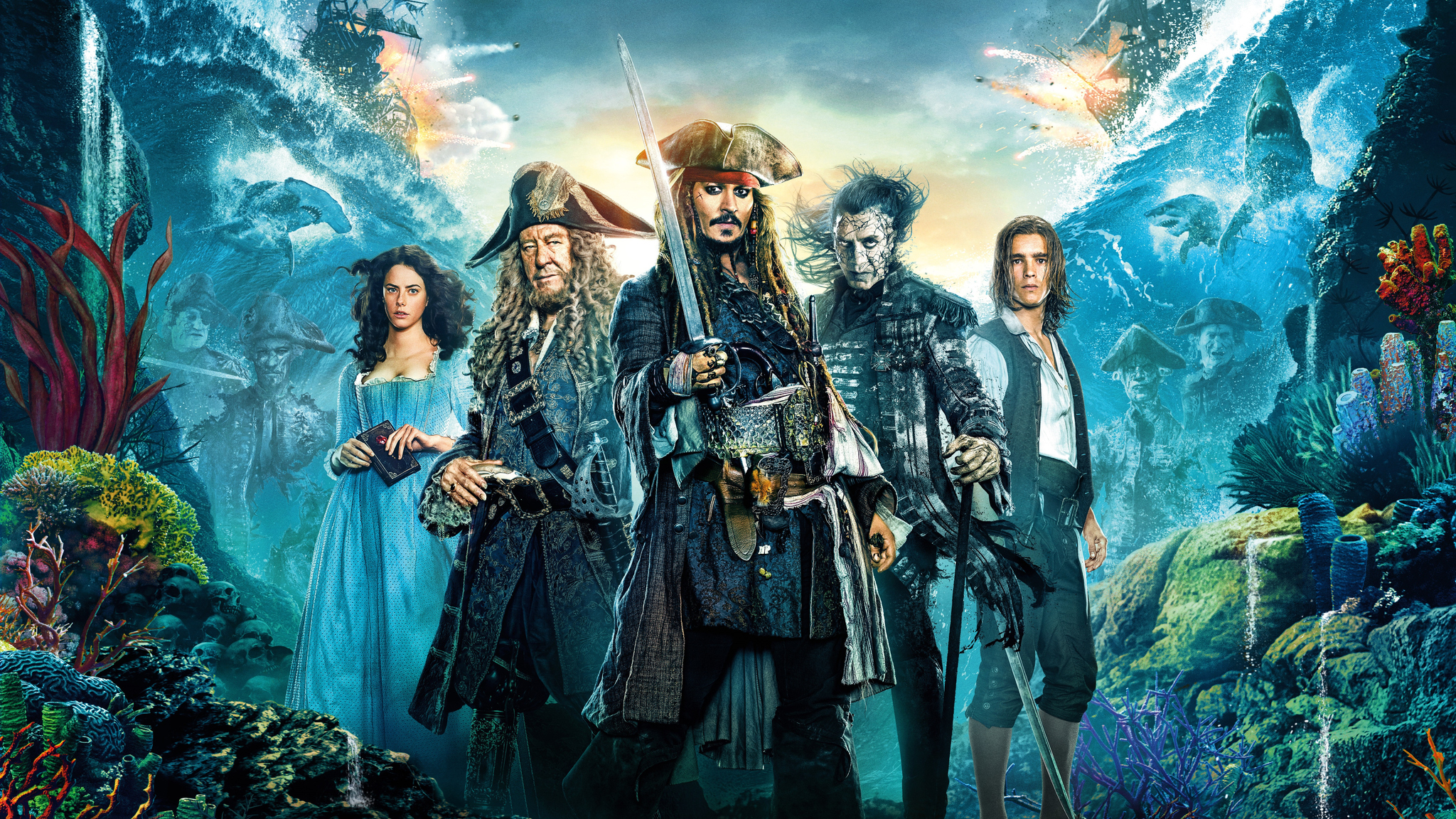 Скачать обои Johnny Depp, Jack Sparrow, Пираты карибского моря, Dead Men  Tell No Tales, Мертвецы не рассказывают сказки в разрешении 2048x1152 на  рабочий стол