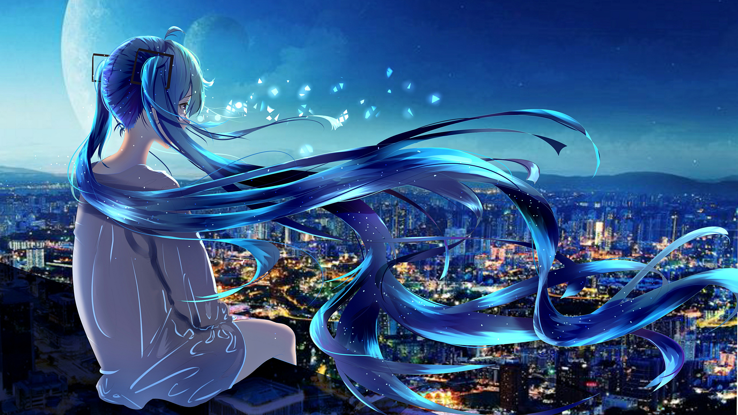 Скачать обои Blue Anime Girl, Anime Girl в разрешении 2560x1440 на рабочий  стол