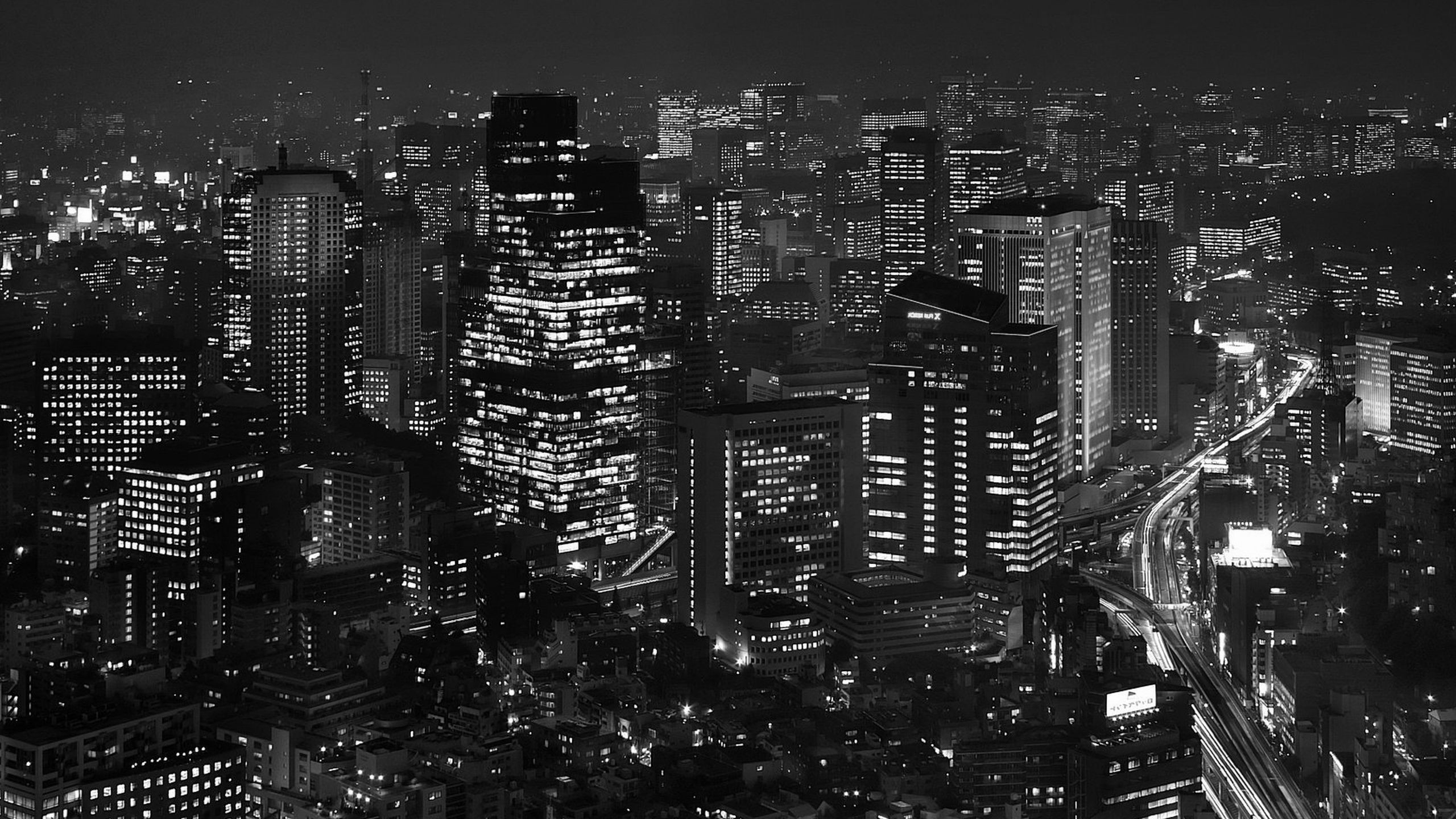 night city wallpaper black and white