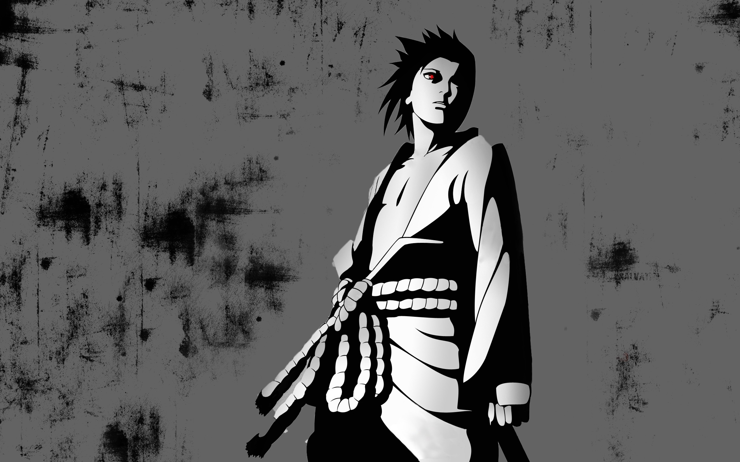 Wallpaper Naruto and Sasuke (Black and white)