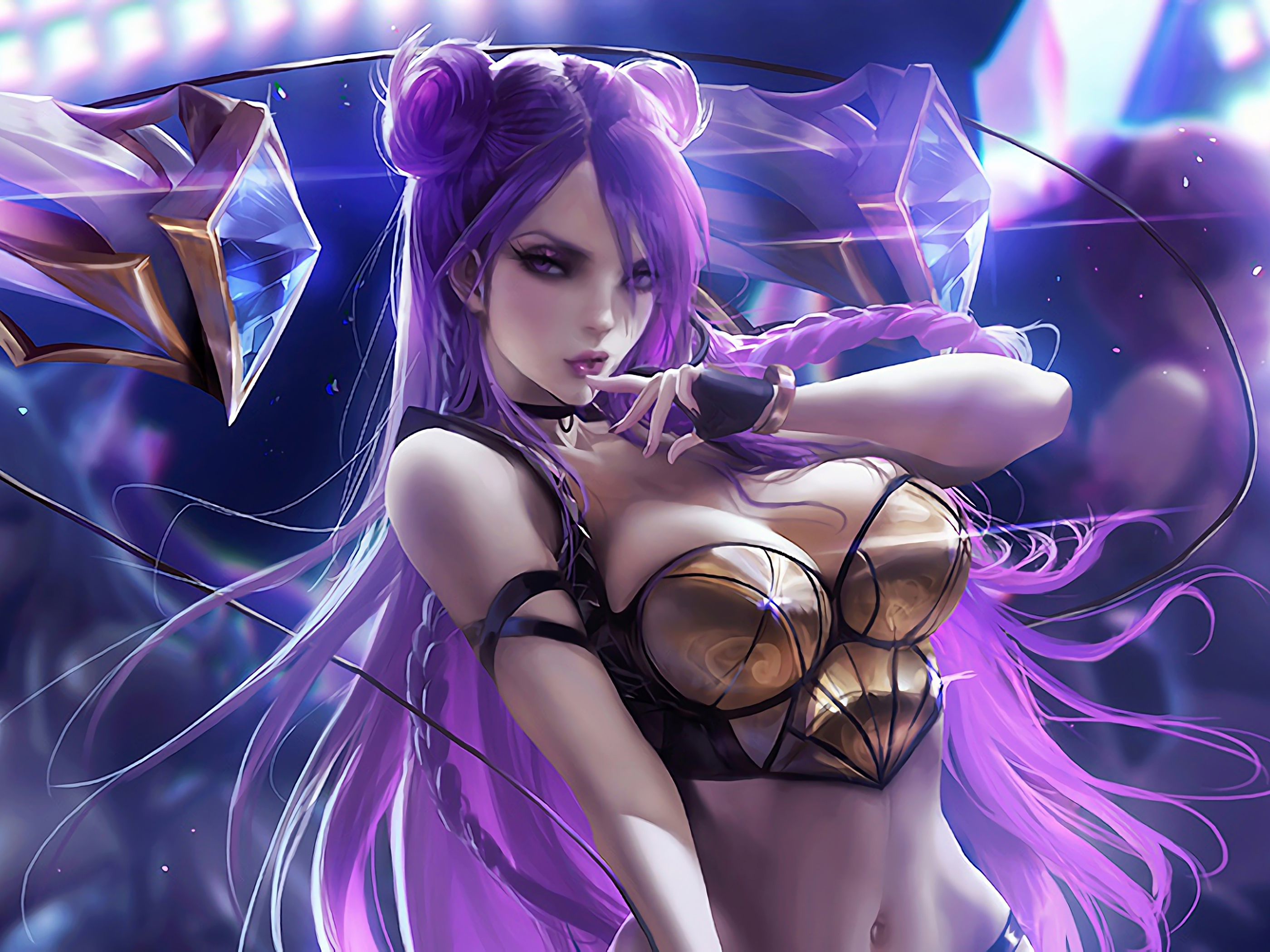 Wallpaper the game beauty game big Breasts League of Legends LOL  League Of Legends sexy girl LOL charming brunette KaiSa Kay Sa the  character in the game daughter of the abyss kaisa