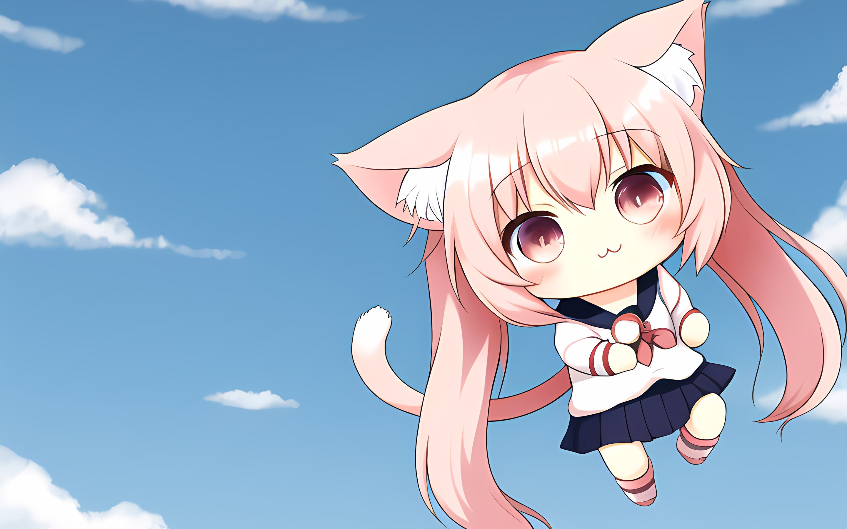 Neko Girl and Background Kawaii Neko Girl HD phone wallpaper  Pxfuel