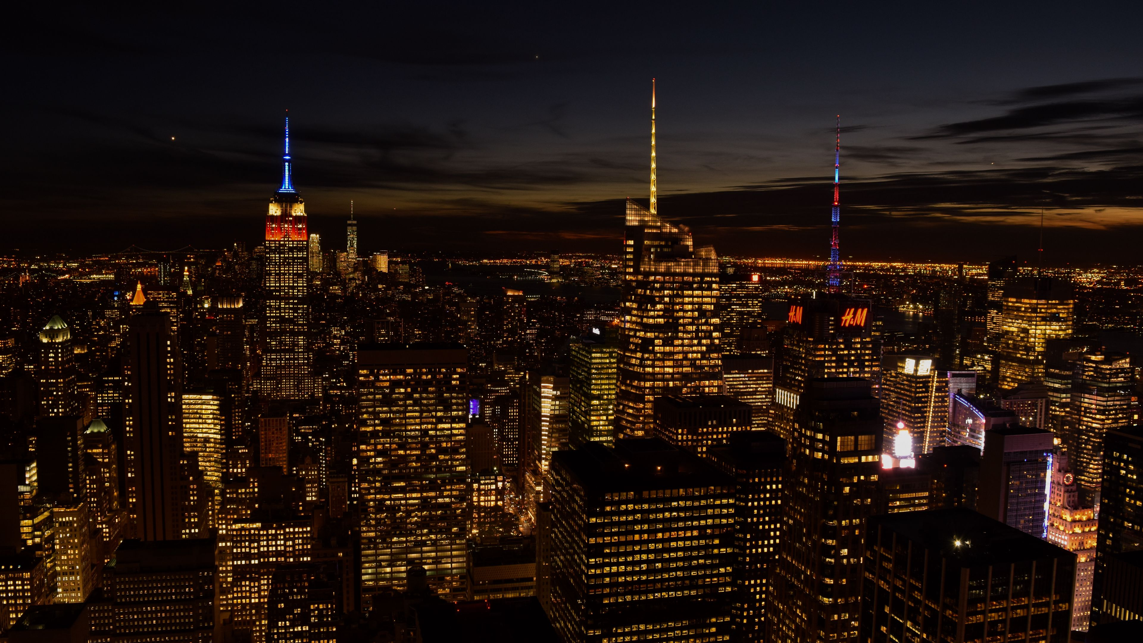 Lights city night New York City skyscraper HD wallpaper   Wallpaperbetter