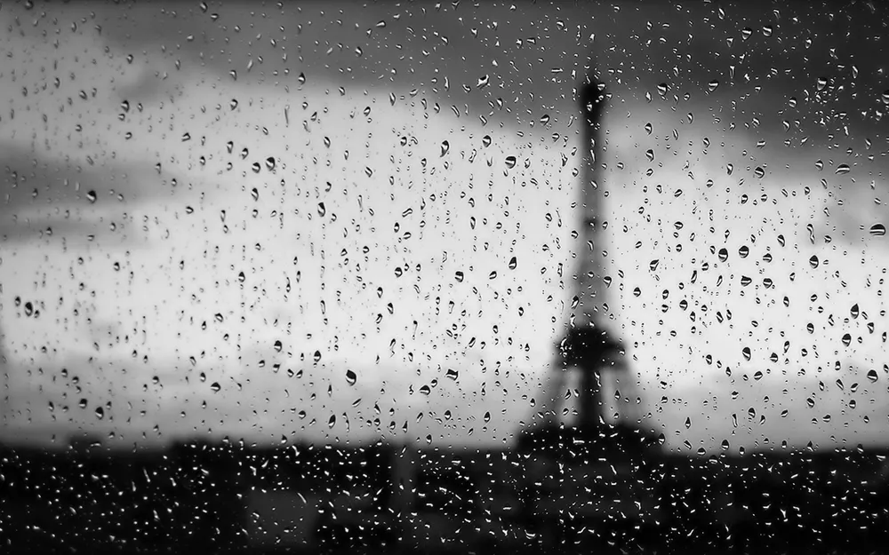 Шпалери Eiffel Tower Paris Window Water Drops 640x960