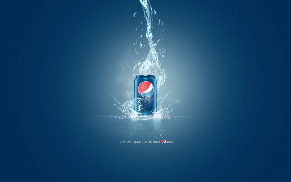 Обои Pepsi Can Water Splash Logo 1024x768