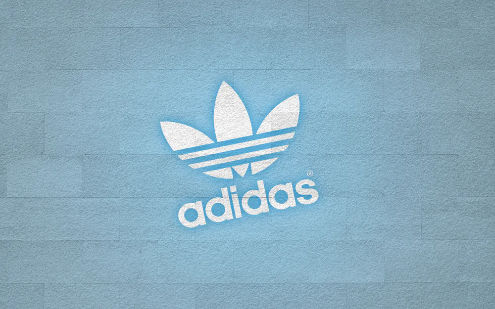 Обои White Adidas Logo On Blue Wall 640x960