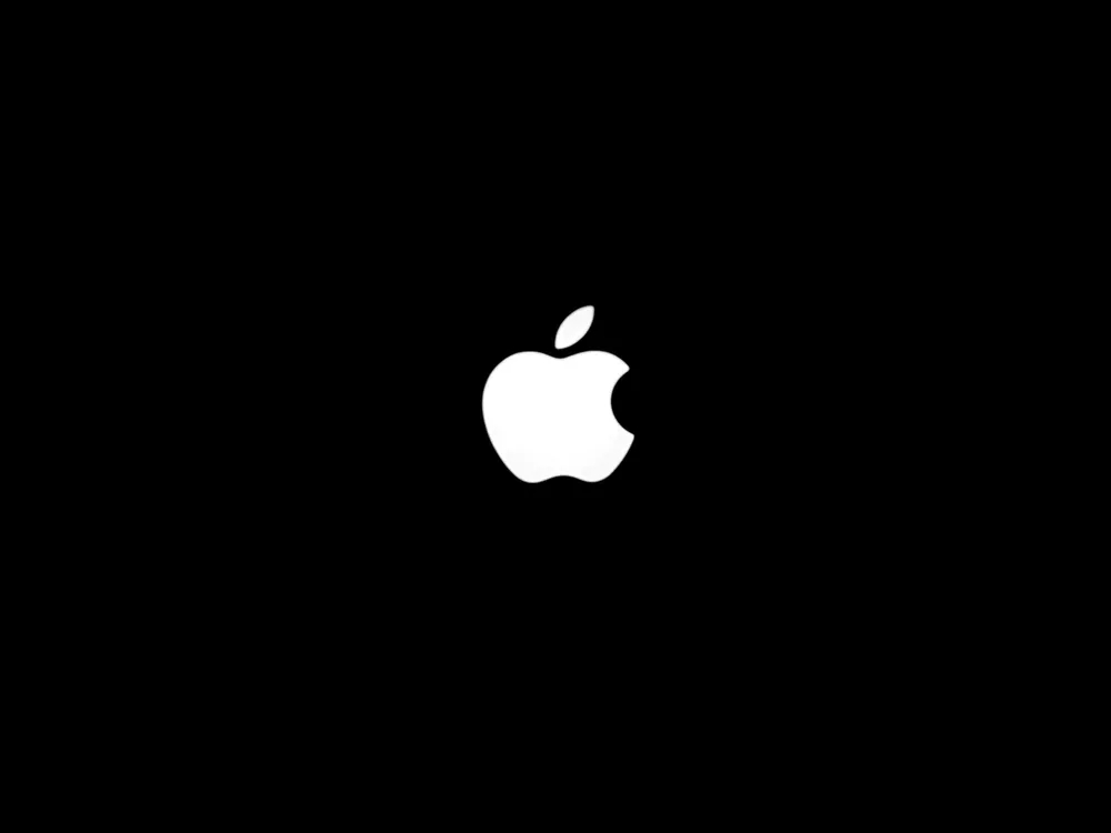Обои White Apple Logo On Black 1920x1080