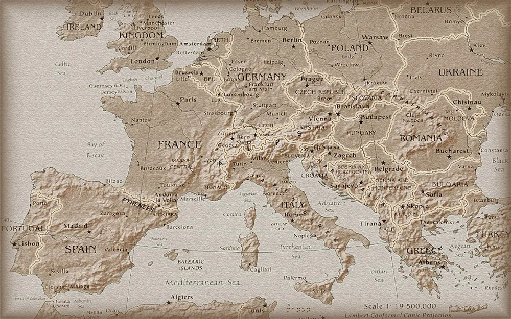 Wallpaper Map Of Europe 1920x1080