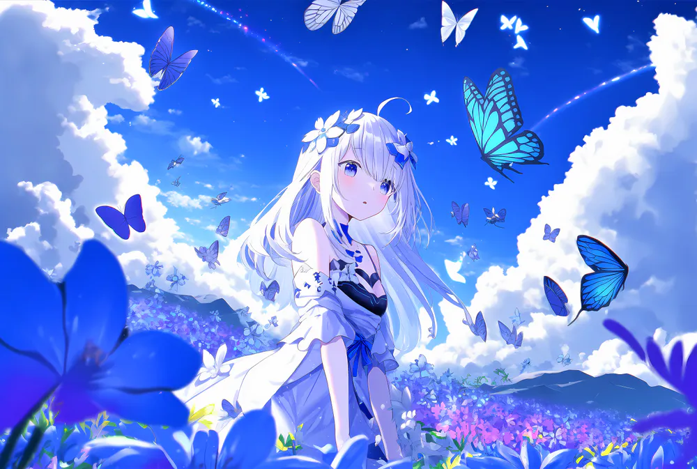Manually crop Anime girl, Butterflies, Young woman, Anime wallpaper to  2560x1600 resolution to your desktop