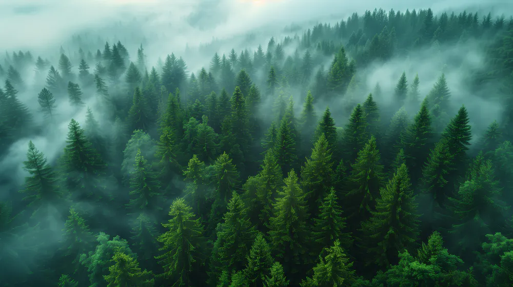 Wallpaper Fog in the mountains 2560x1080