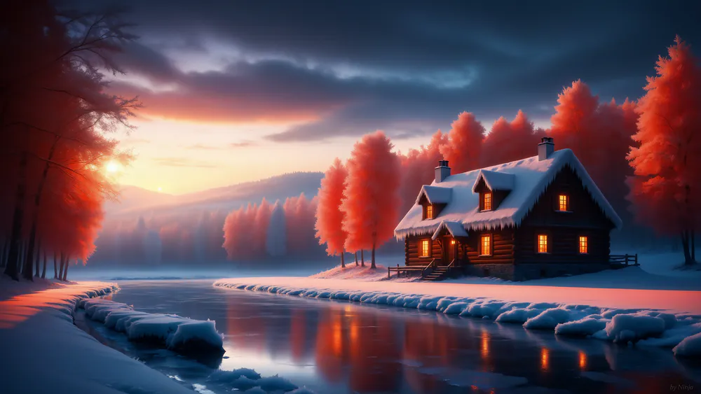 Обои Зимний пейзаж 1280x1024