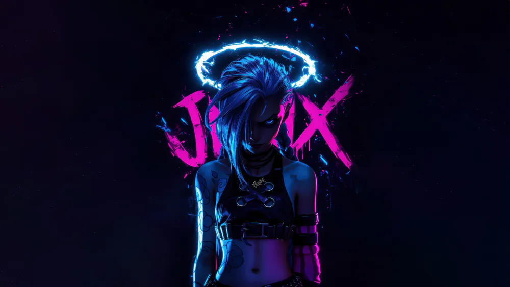 Wallpaper Jinx Neon Art 2048x1152