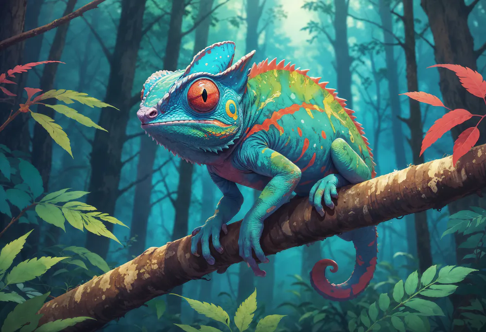 Обои Неоновый Хамелеон 750x1334