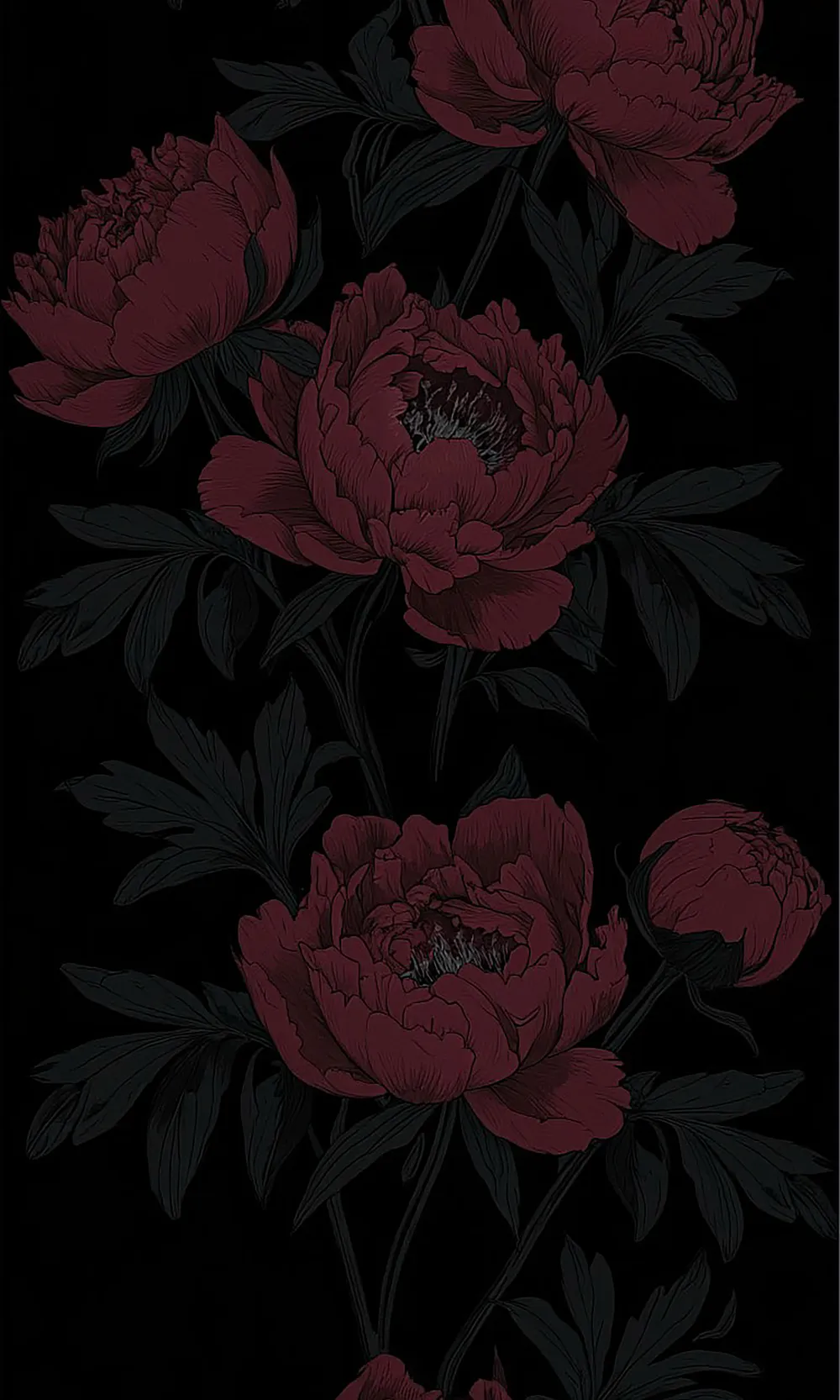 Обои Темные пионы 1080x2400