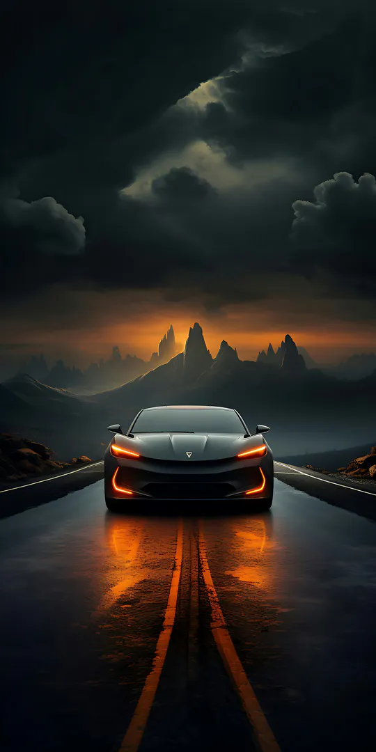 Phone wallpaper: The car on the highway